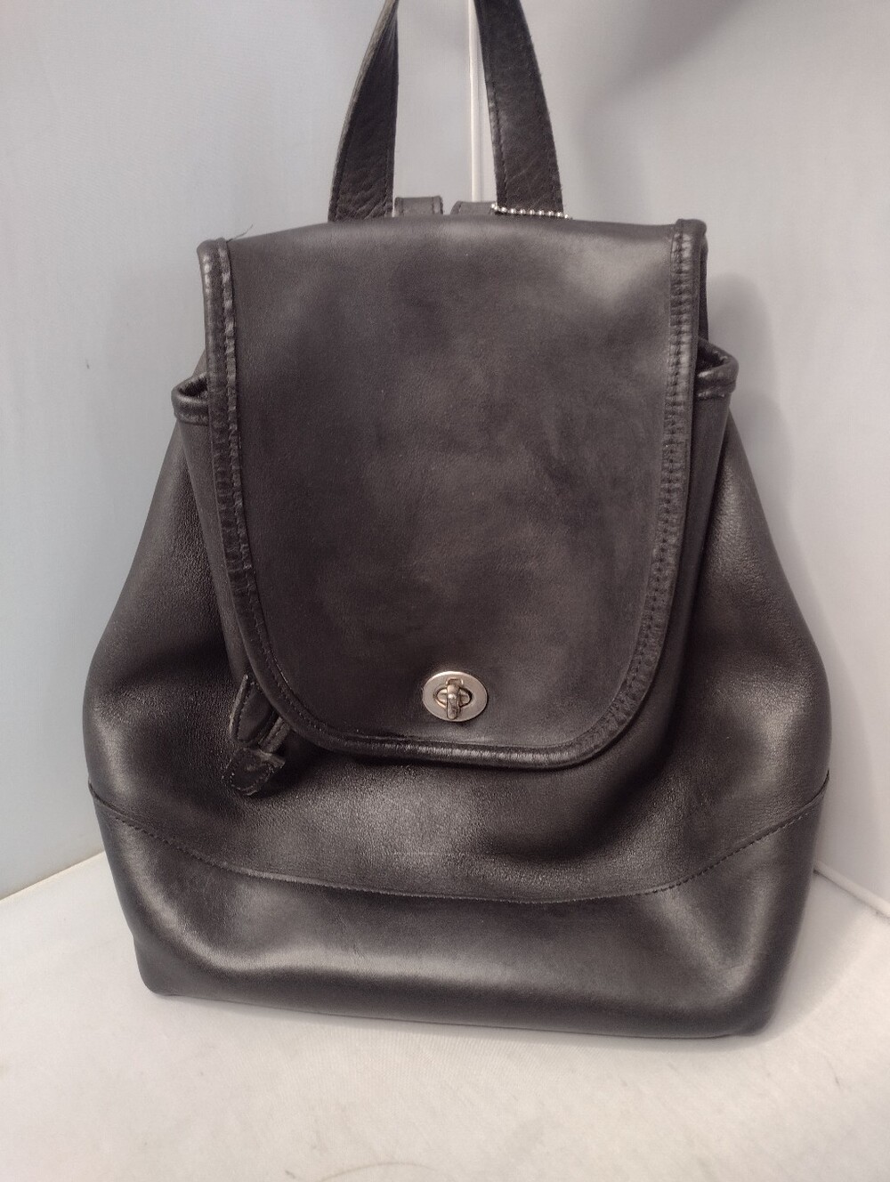 Vintage Coach Backpack Womens Daypack Black Leather Turnlock 9791 USA 90s RR